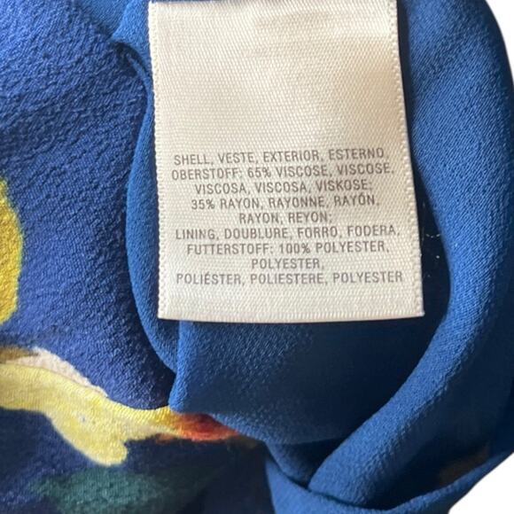 Maeve Anthropologie Designer Navy Blue Floral Dress Summer Elastic Waist US XS - Picture 10 of 11